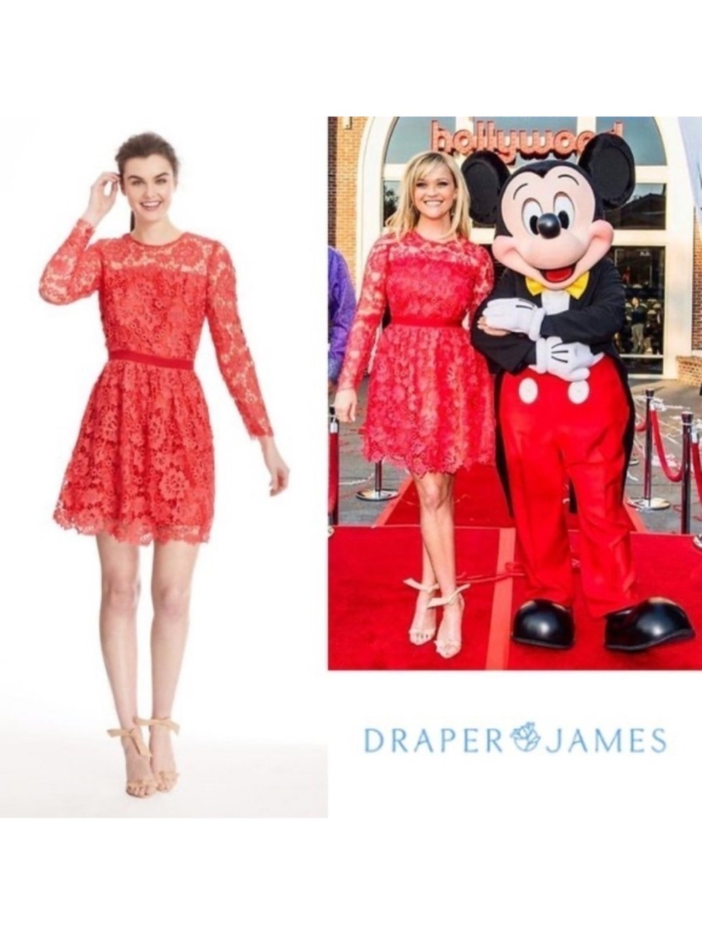 DRAPER JAMES - Lace Alston Dress in Garland Apple Red Sz 6 Valentines Day